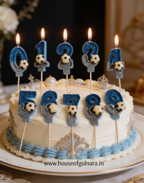 Blue Football Glitter Number Candles